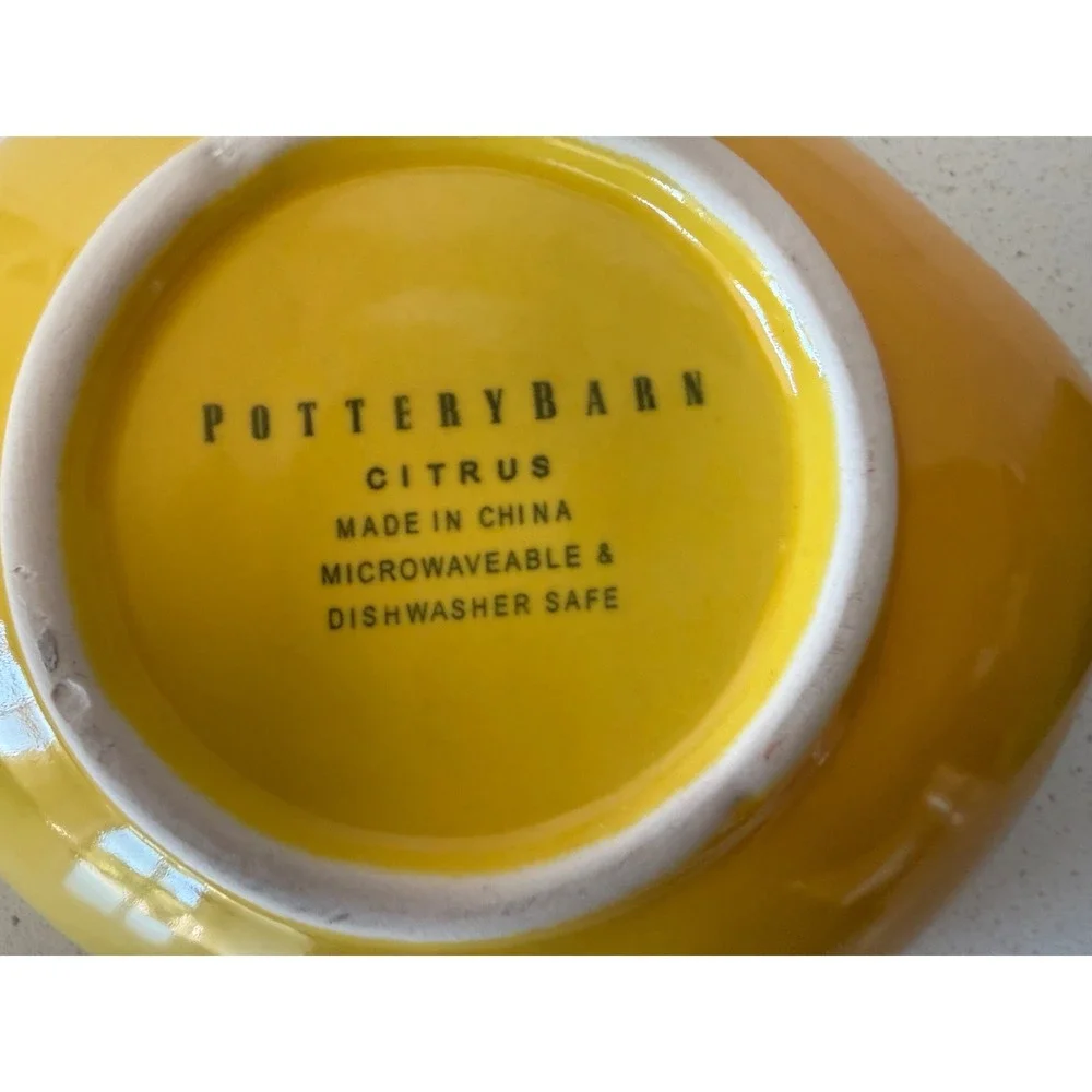 Pottery Barn Citrus Lemon Lime Set of‎ 2 Yellow Green Stoneware 6 Inch